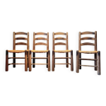 Chaises brutalistes en bois et paille de george robert