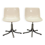 Chaises de bureau blanches osvaldo borsani modus en fibre de verre et aluminium, annes70