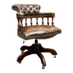 Chaise de bureau chesterfield anglaise marron