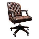 Chaise de bureau chesterfield prsident antique rouge sang de b?uf
