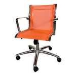 Chaise de bureau design - rsille orange et pitement chrom
