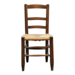 Chaise campagne paille ancienne en bois