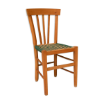 Chaise canne de campagne en bois et en rotin