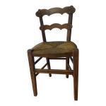 Chaise de chemine en bois et paille