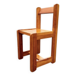 Chaise cubiste en pin massif, vers 1970