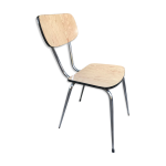 Chaise cuisine formica beige avec pieds compas metal chrom vintage