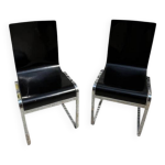 Chaises design  klass  - bois weng et pieds chroms