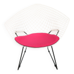 Chaise diamond de harry bertoia en mtal blanc et noir et assise neuve annes 1960