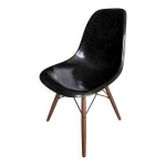 Chaise dsw fibre noir black dowel noyer eames herman miller vintage 1950