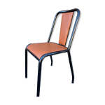 Chaise d'cole vintage simili cuir 1960