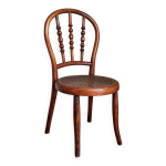 Chaise enfant en bois rond courb canne ancienne