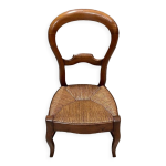 Chaise enfant paille en merisier, poque louis - philippe - 2me partie du xixe