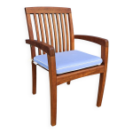 Chaise - fauteuil empilable en teck massif avec coussin sign vlaemynck