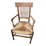 Chaise / fauteuil paill ancien avec 2 accoudoirs