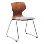 Chaise fl�totto tra�neau coque cintr�e ch�ne et chrome