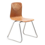 Chaise flötotto traîneau coque droite chêne et chrome Chaise flötotto traîneau coque droite chêne et chrome