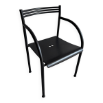 Chaise francesca spanish ii en acier laqu� noir de philippe starck (baleri, 1984)