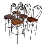 Chaises hautes en palissandre et fer forg
