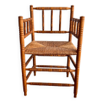 Chaise hollandaise antique  bobines avec assise en paille