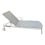 Chaise longue ancienne en fer forg vintage  roulette en l tat  restaurer