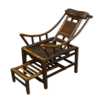 Chaise longue en bambou chinoise antique originale du 19me sicle, vers 1860