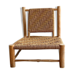 Chaise longue basse en corde de sisal et bois de frne