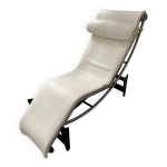 Chaise longue le corbusier lc4 - cassina cuir blanc / structure chrome