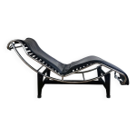 Chaise longue en cuir et acier chrom�