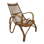 Chaise longue italienne vintage en rotin Chaise longue italienne vintage en rotin