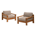 Chaises longues modernes minimalistes en bois naturel, italie, annes 1970