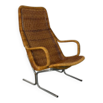 Chaise longue moderniste en acier et rotin du milieu du sicle par dirk van sliedregt