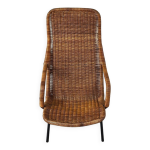 Chaise longue en osier du milieu du siècle par dirk van sliedrecht, années 1960, pays - bas Chaise longue en osier du milieu du siècle par dirk van sliedrecht, années 1960, pays - bas