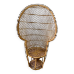 Chaise longue paon vintage en osier emmanuelle