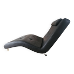 Chaise longue relax design noir similicuir de qualit