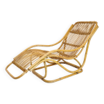 Chaise longue en rotin, italie, annes 60.