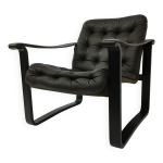 Chaise longue safari en cuir marron foncé oy bj dahlqvist ab au design du milieu du siècle Chaise longue safari en cuir marron foncé oy bj dahlqvist ab au design du milieu du siècle