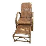 Chaise longue avec son ottoman modulable en rotin Chaise longue avec son ottoman modulable en rotin