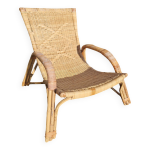 Chaise longue transat en osier rotin annes 70 / 80