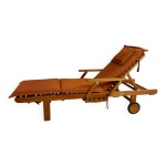 Chaises longue transat en teck design fischer möbel années 90 Chaises longue transat en teck design fischer möbel années 90