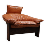 Chaise longue vintage à trois pieds en cuir, rotin et chêne, pays - bas Chaise longue vintage à trois pieds en cuir, rotin et chêne, pays - bas