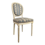 Chaise médaillon de style louis xvi en bois laqué blanc Chaise médaillon de style louis xvi en bois laqué blanc