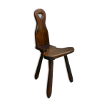 Chaise de montagne en bois massif, sculpt  la gouge, annes 60