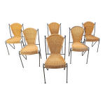 Chaises en osier par frederick weinberg, années 1960, lot de 6 Chaises en osier par frederick weinberg, années 1960, lot de 6