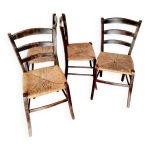 Chaises en paille ancienne - lot de 4