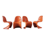 Chaises panton orange par verner panton pour herman miller, années 1970, lot de 4 Chaises panton orange par verner panton pour herman miller, années 1970, lot de 4