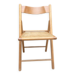 Chaise pliante en bois et cannage annes 80