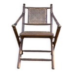 Chaise pliante en teck et cannage des annes 1900