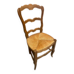 Chaise proven�ale ancienne bois + assise paille tress� vintage
