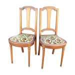Chaises raquettes duo capitonnes de style louis xvi d poque 1920 en noyer.
