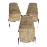Chaises en rotin tress� et m�tal - 1950 / 1960
